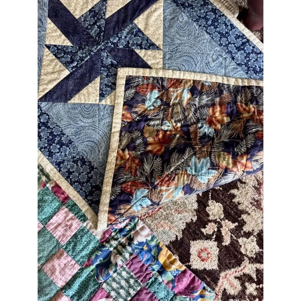 EUC Handmade reversible quilt runner fall/winter motif